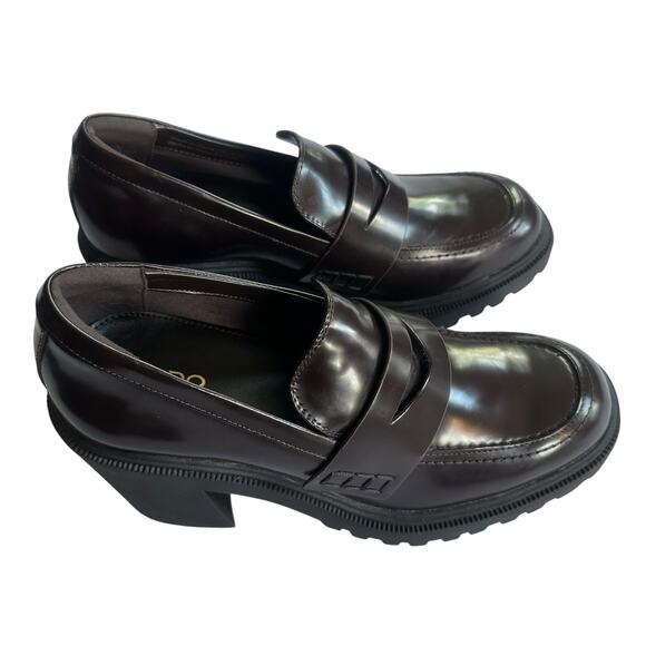 Aldo Brown Chunky Heel Loafers Womens Size 8.5 Block Platform Lug Sole Y2K 90s - Picture 3 of 10